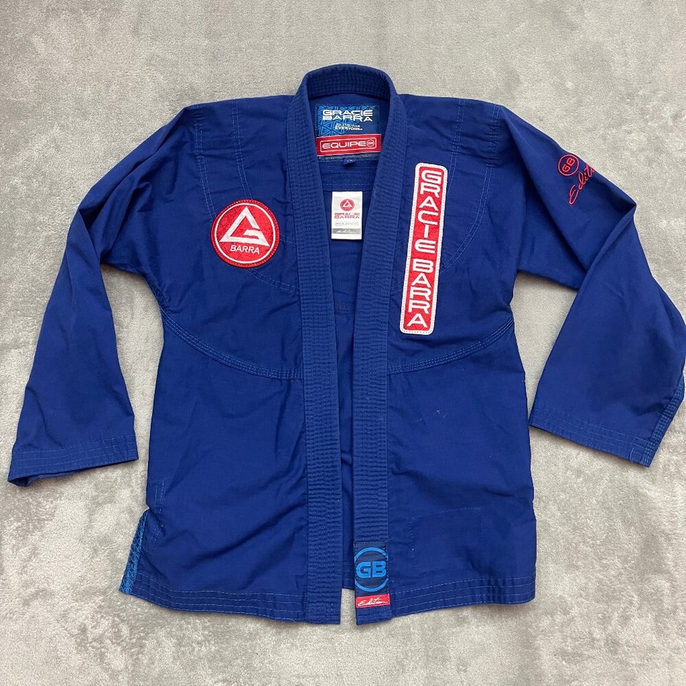 Gracie Barra Equipe Jiu-Jitsu Gi Blue Kimono BJJ Uniform Kids Youth Size Y6
